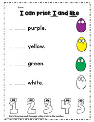 Print the sight word I and like